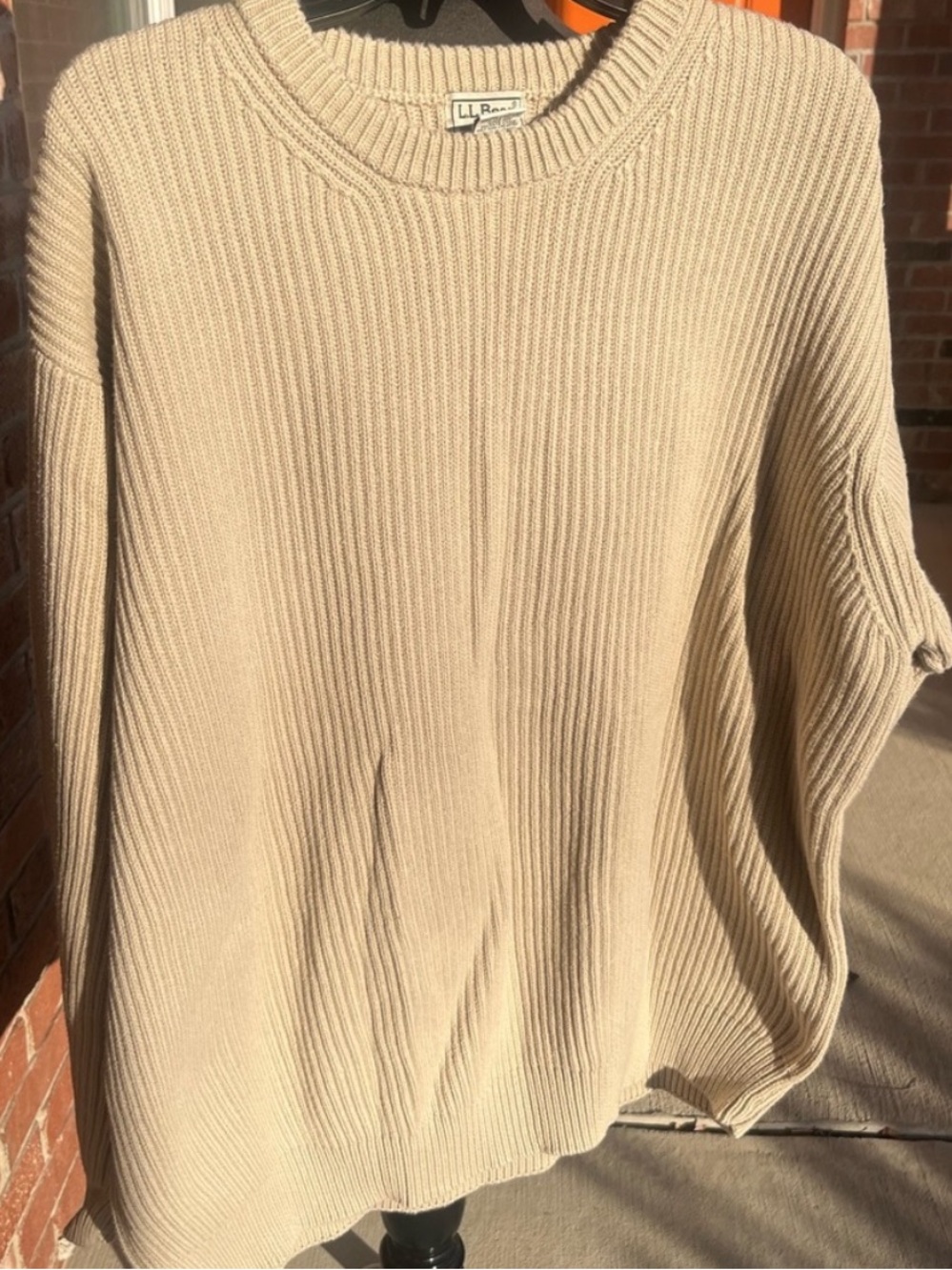 L.L. Bean 100% cotton Men's Crewneck Sweater in Light Beige